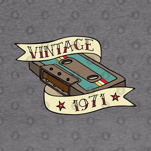 Vintage 1971 Retro Cassette Tape Tattoo Graphic by Huhnerdieb Apparel